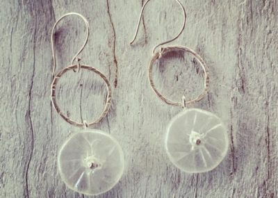 Recycled glass flower earrings