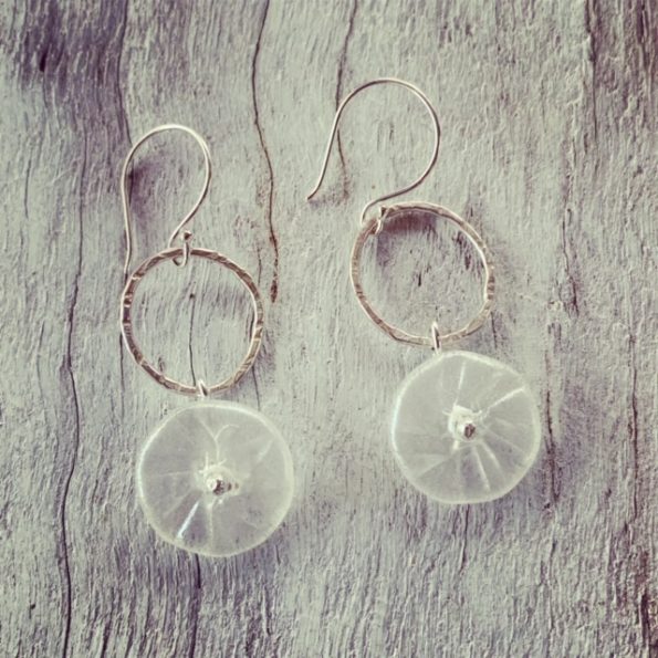 Recycled glass flower earrings