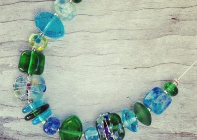 Bombay Sapphire and Tanqueray Gin - recycled glass necklace