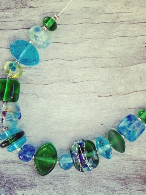 Bombay Sapphire and Tanqueray Gin - recycled glass necklace