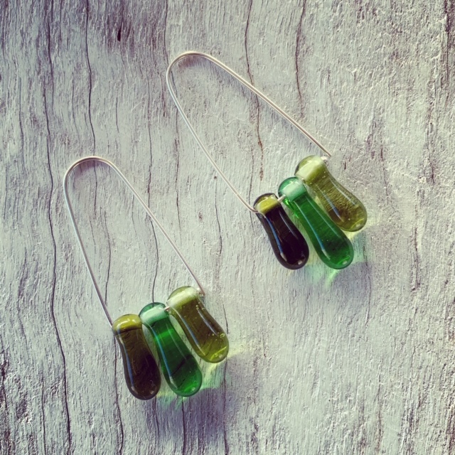 Green wine bottle earrings