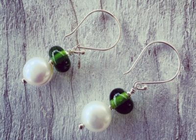 Moet Champagne and Pearl Earrings