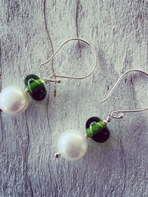 Moet Champagne and Pearl Earrings