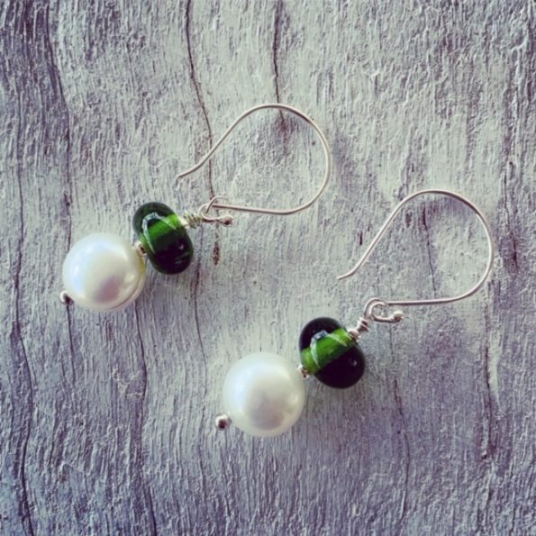 Moet Champagne and Pearl Earrings