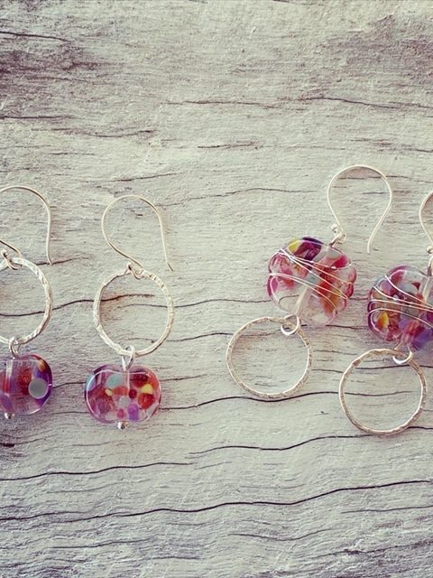 Delicious recycled glass earrings made from a wine bottle