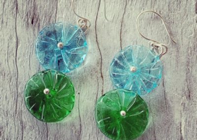 Bombay Sapphire and Tanqueray Gin bottle earrings