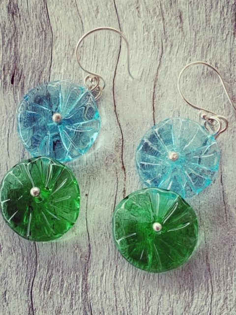 Bombay Sapphire and Tanqueray Gin bottle earrings
