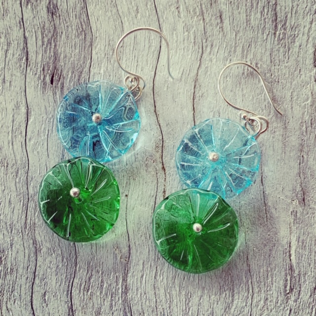 Bombay Sapphire and Tanqueray Gin bottle earrings