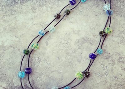 Blue and Green recycled glass long necklace