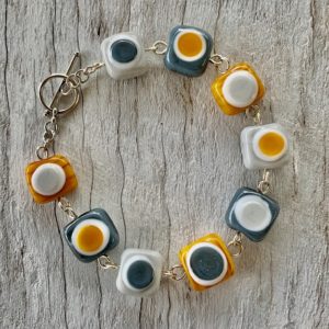 Mustard and Grey Glass Bead bracelet