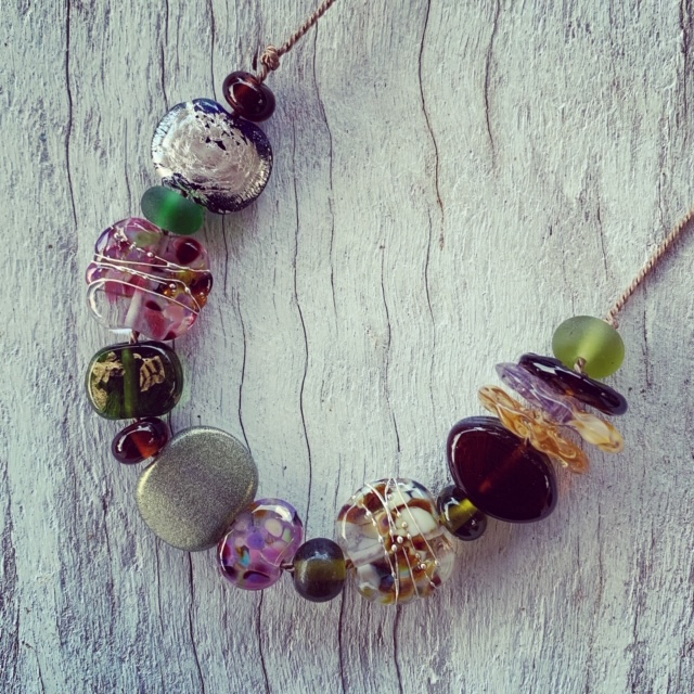 recycled glass bead necklace