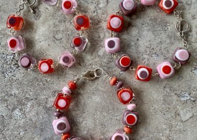 pink purple coral glass bead bracelets
