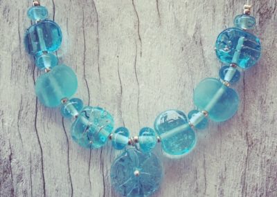 Bombay Sapphire Gin recycled glass bead necklace