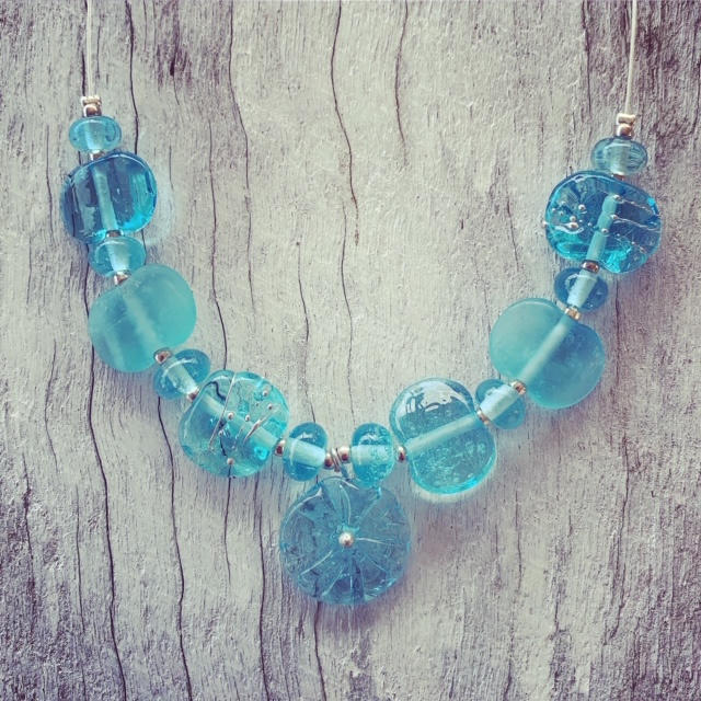 Bombay Sapphire Gin recycled glass bead necklace
