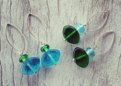 Bombay Sapphire and Tanqueray Gin bottle earrings