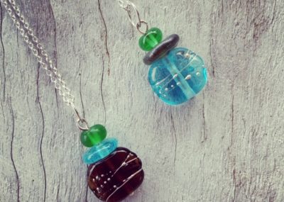 Gin bottle pendants - recycled glass beads made from gin bottles