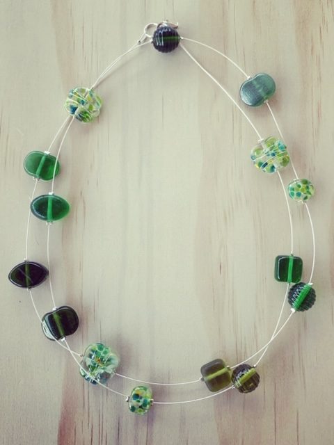 Long recycled glass necklace