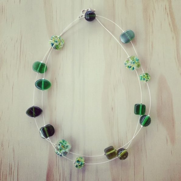 Long recycled glass necklace