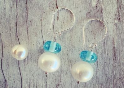 Pearl and Recycled glass earrings