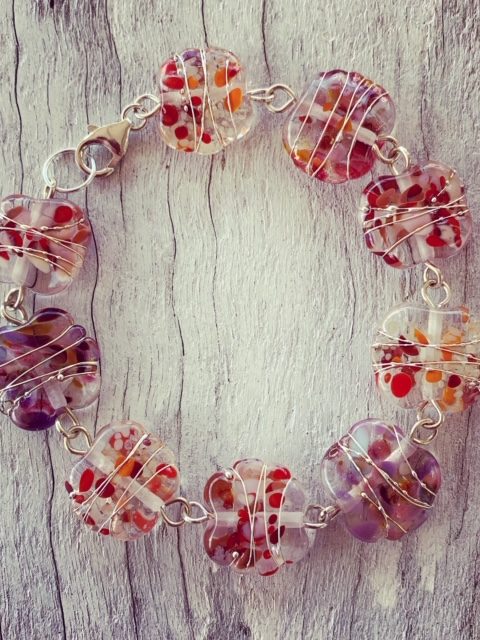 Red Pink Purple wine bottle bracelet