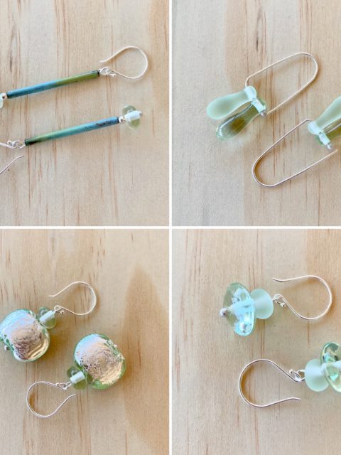 Green Depression Glass Earrings