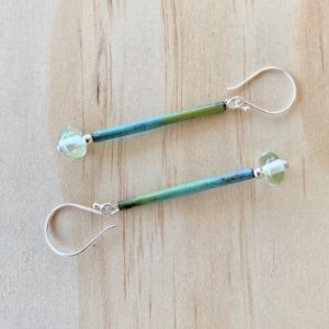 Green Depression Glass Earrings