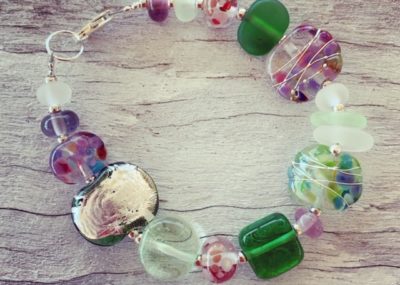 Beautiful recycled glass bracelet from all sorts of recycled glass objects