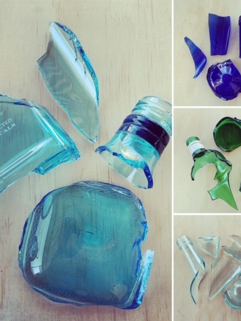 broken glass ready to make recycled glass beads
