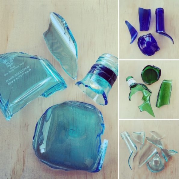 broken glass ready to make recycled glass beads