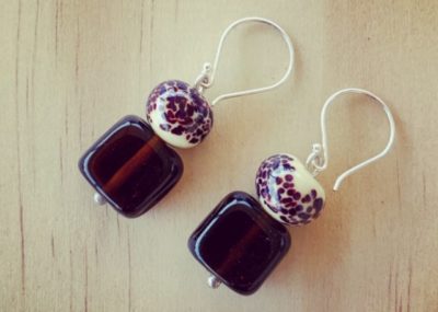 brown glass earrings