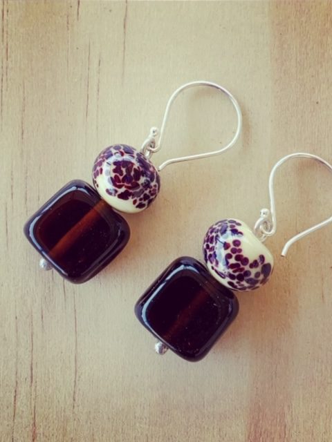brown glass earrings