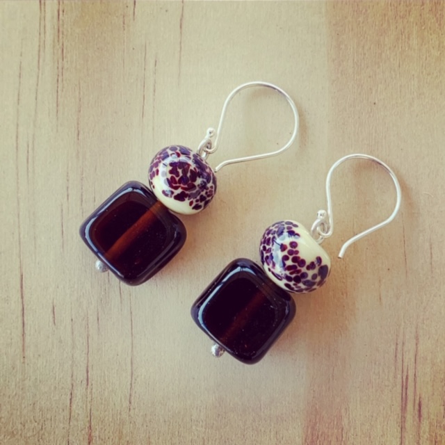 brown glass earrings