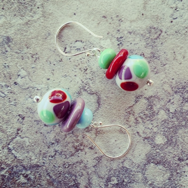 Same-same but different mismatched glass earrings