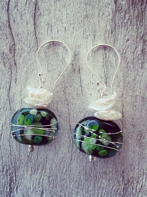 Moet Champagne and Pearl earrings