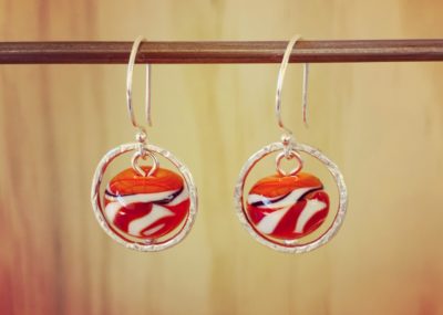 Orange glass bead earrings