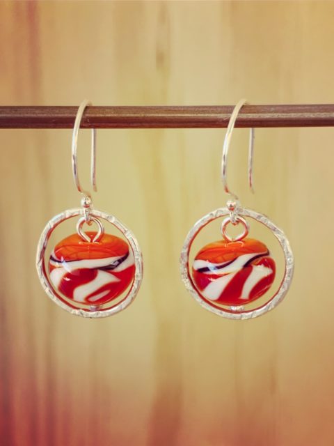 Orange glass bead earrings