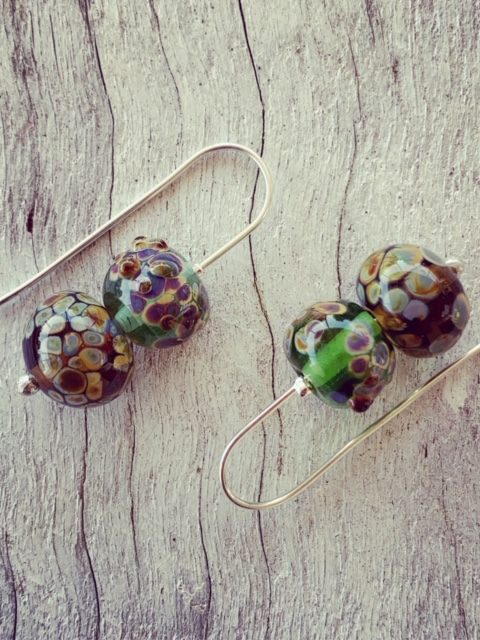 Organic glass bead earrings