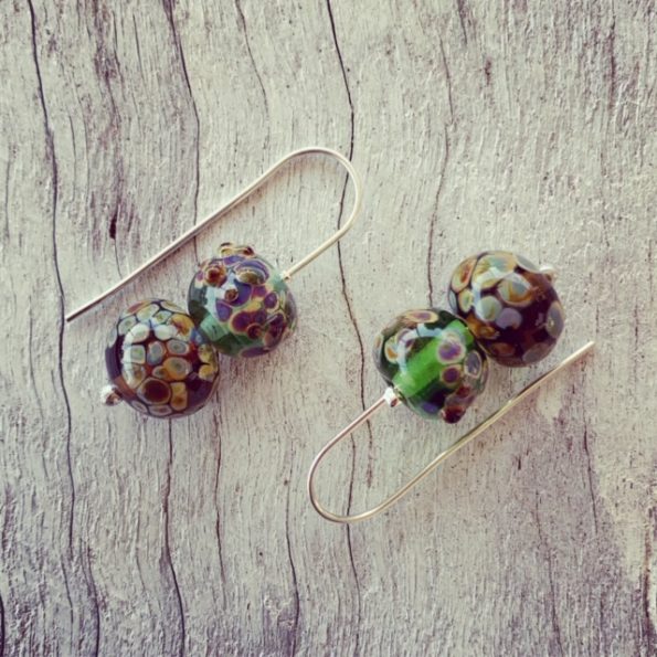 Organic glass bead earrings