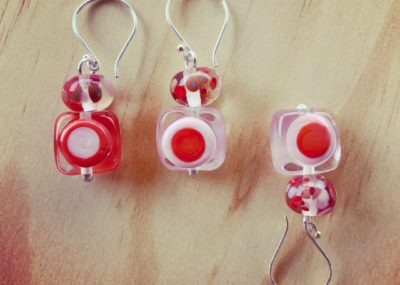 Pink/coral mismatch earrings