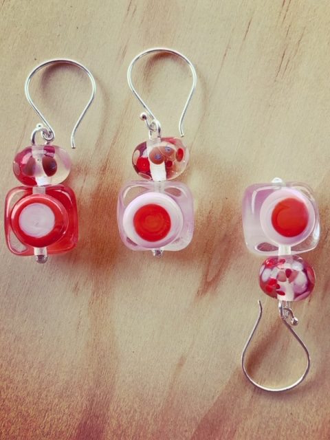 Pink/coral mismatch earrings