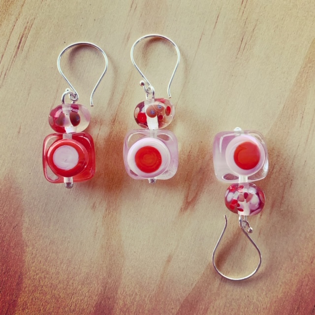Pink/coral mismatch earrings