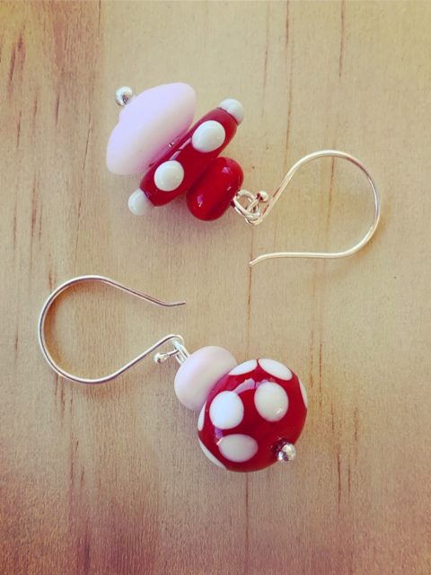 Red and Pink Mismatched Earrings