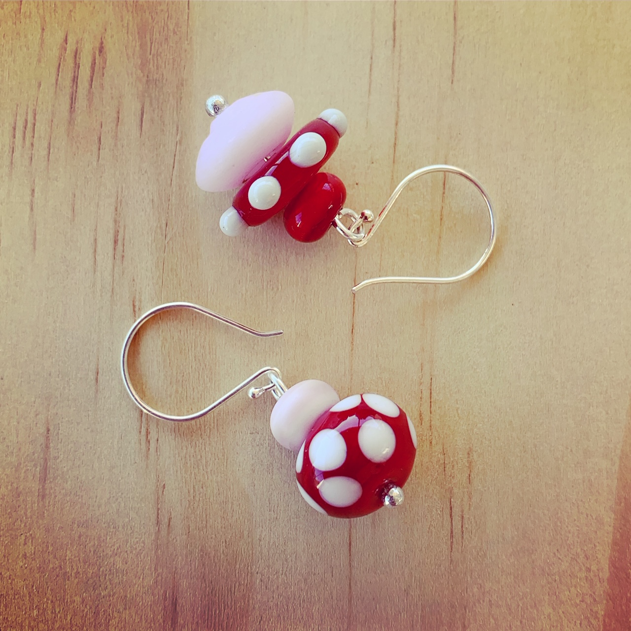 Red and Pink Mismatched Earrings