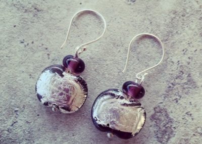 Hendricks Gin - Limited Release - sparkly silver purple earrings