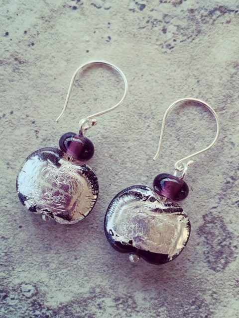 Hendricks Gin - Limited Release - sparkly silver purple earrings