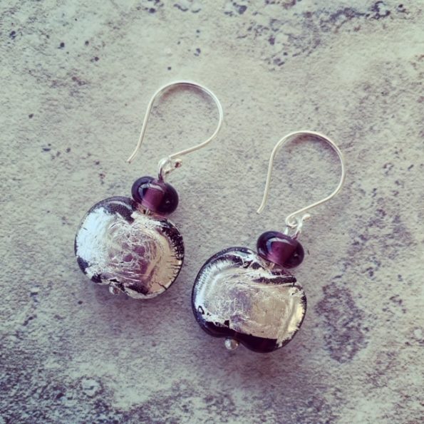 Hendricks Gin - Limited Release - sparkly silver purple earrings
