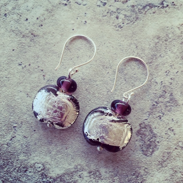 Hendricks Gin - Limited Release - sparkly silver purple earrings