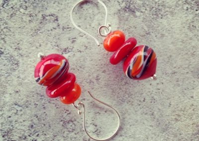 Red and Orange glass earrings