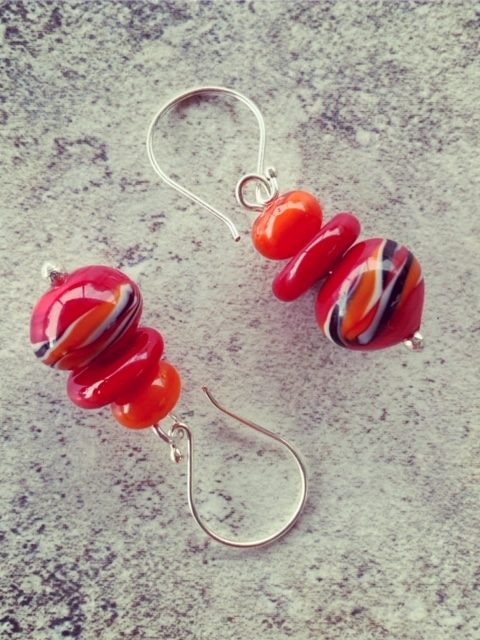 Red and Orange glass earrings