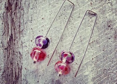 Pink and Purple recycled glass earrings (and some recycled glass necklaces)